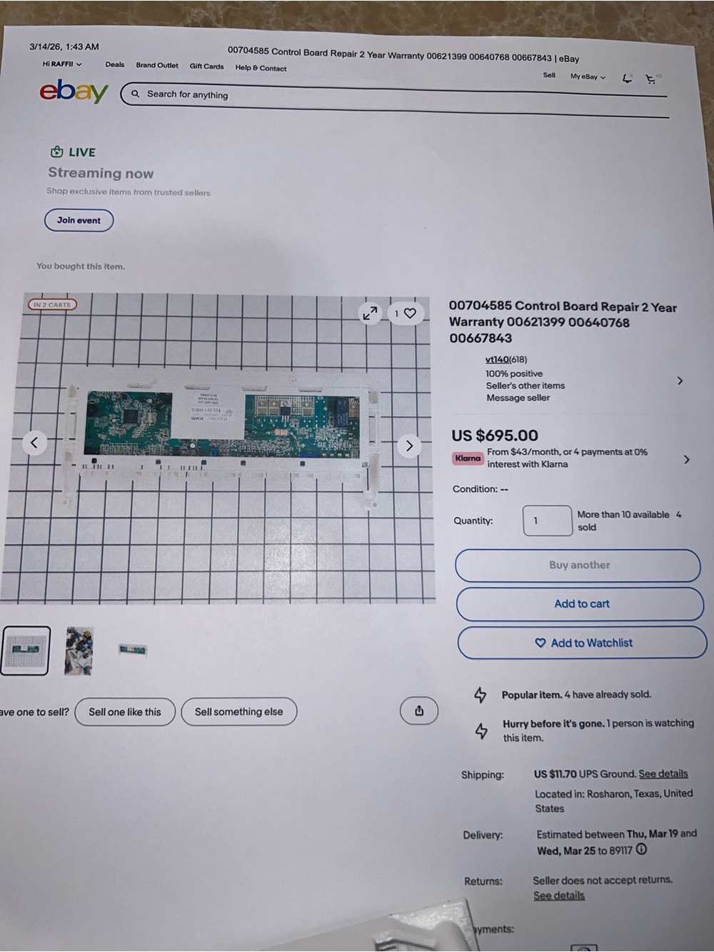 Authentic Refrigerator/Freezer Control Board Repair - Picture 5 of 5